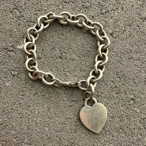 Vintage Tiffany Silver Heart Charm Bracelet